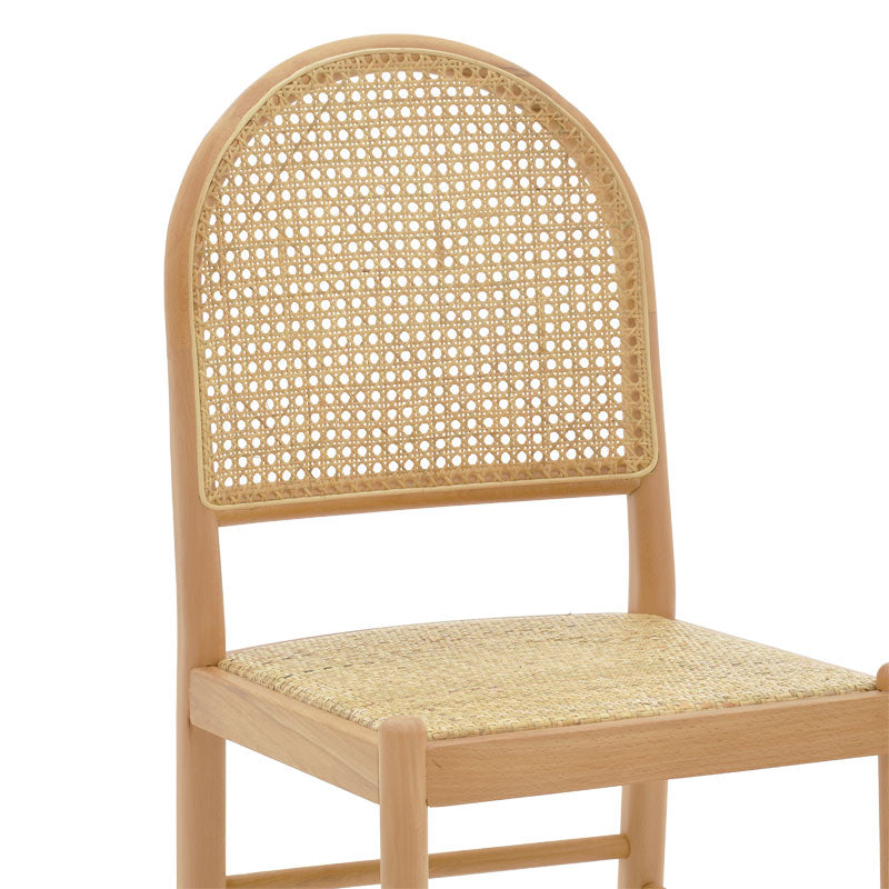 Chair Alessia pakoworld natural beech wood- rattan natural 43x40x89cm