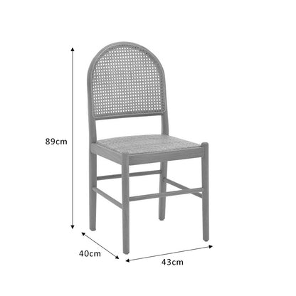 Chair Alessia pakoworld natural beech wood- rattan natural 43x40x89cm