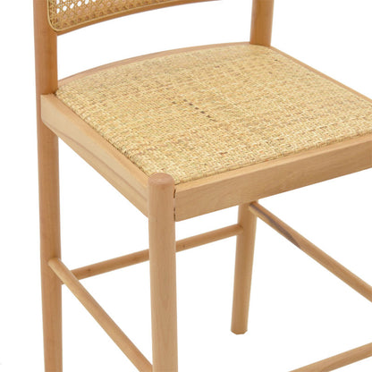 Bar stool Alessia pakoworld natural rattan-beech wood-natural seat 42x41x100cm