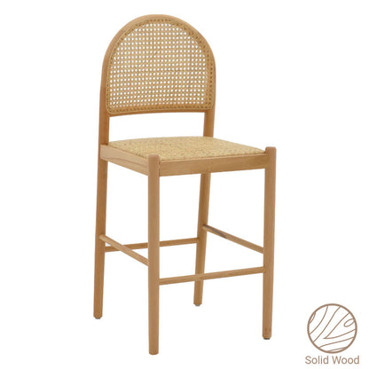 Bar stool Alessia pakoworld natural rattan-beech wood-natural seat 42x41x100cm