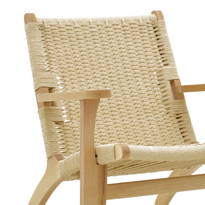 Armchair Chiara pakoworld natural beech wood-natural rope seat 70x68x75cm