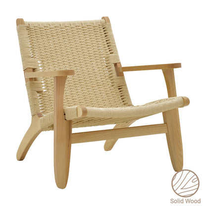 Armchair Chiara pakoworld natural beech wood-natural rope seat 70x68x75cm