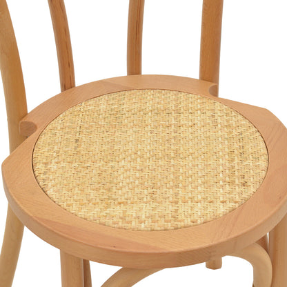 Chair Azhel pakoworld natural beech wood-natural rattan seat 41x50x89cm