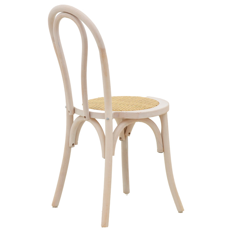 Chair Azhel pakoworld white wash beech wood-rattan natural seat 41x50x89cm