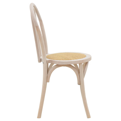 Chair Azhel pakoworld white wash beech wood-rattan natural seat 41x50x89cm