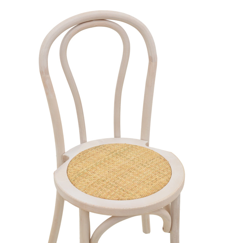 Chair Azhel pakoworld white wash beech wood-rattan natural seat 41x50x89cm