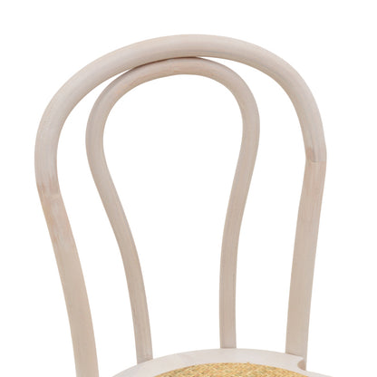 Chair Azhel pakoworld white wash beech wood-rattan natural seat 41x50x89cm