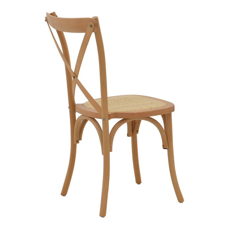 Chair Dylon stackable walnut beech wood-natural rattan seat 48x52x89cm