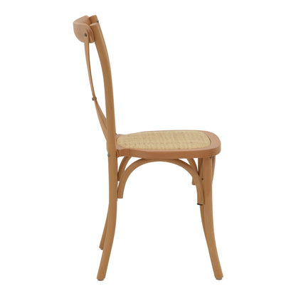 Chair Dylon stackable walnut beech wood-natural rattan seat 48x52x89cm