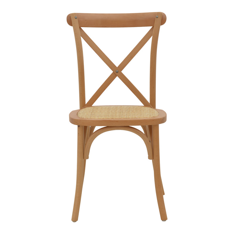 Chair Dylon stackable walnut beech wood-natural rattan seat 48x52x89cm