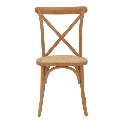 Chair Dylon stackable walnut beech wood-natural rattan seat 48x52x89cm