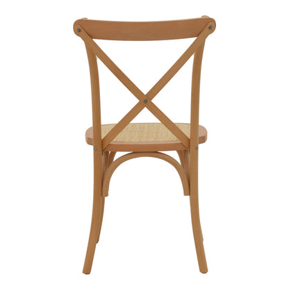 Chair Dylon stackable walnut beech wood-natural rattan seat 48x52x89cm