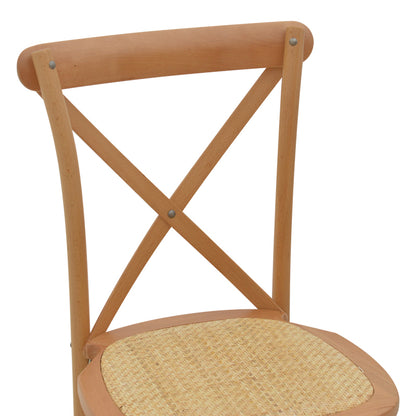 Chair Dylon stackable walnut beech wood-natural rattan seat 48x52x89cm