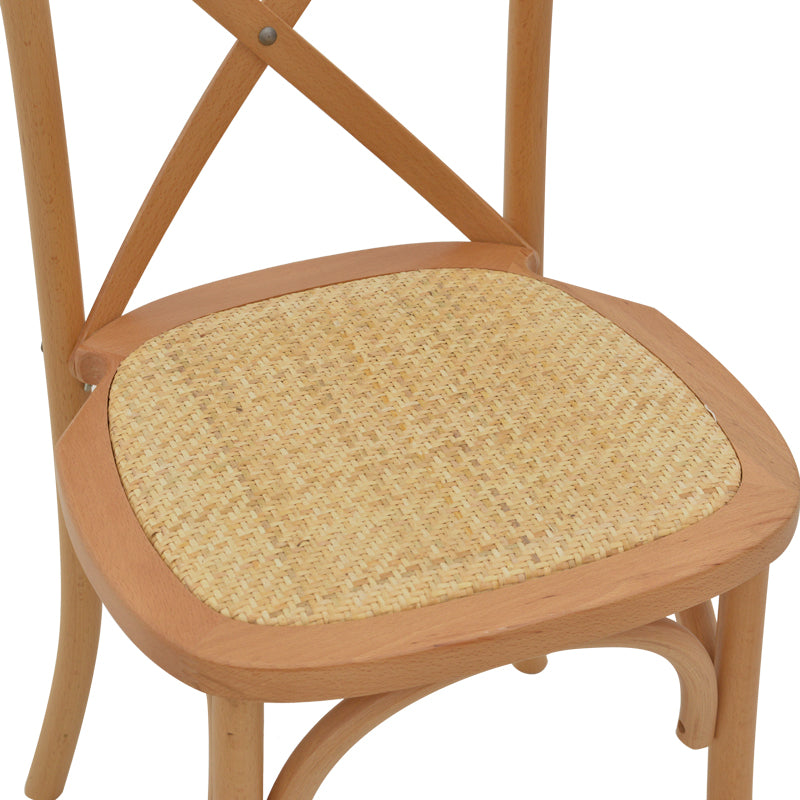 Chair Dylon stackable walnut beech wood-natural rattan seat 48x52x89cm