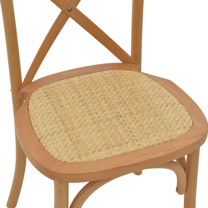 Chair Dylon stackable walnut beech wood-natural rattan seat 48x52x89cm