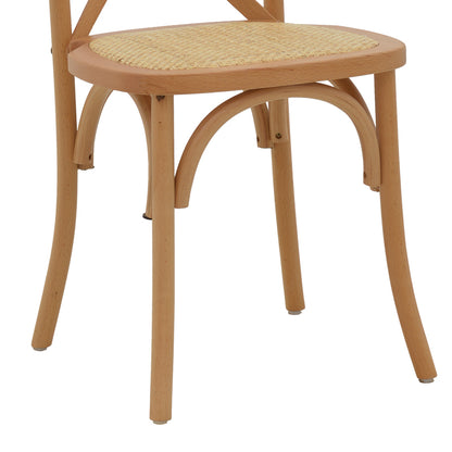 Chair Dylon stackable walnut beech wood-natural rattan seat 48x52x89cm