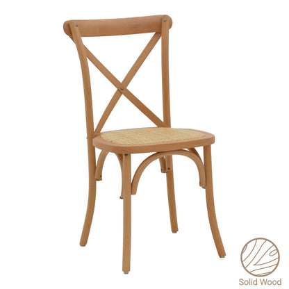 Chair Dylon stackable walnut beech wood-natural rattan seat 48x52x89cm