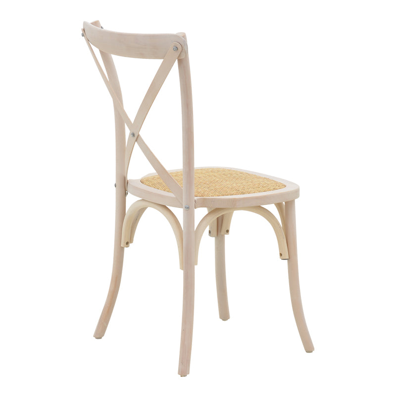 Chair Dylon pakoworld stackable white wash beech wood-rattan natural seat 48x52x89cm