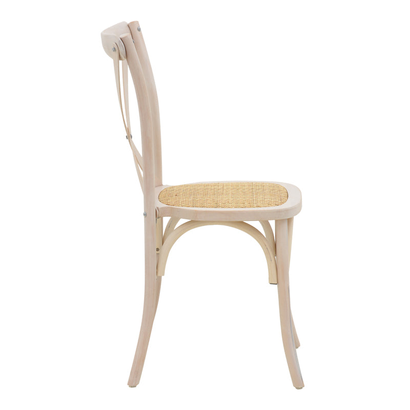 Chair Dylon pakoworld stackable white wash beech wood-rattan natural seat 48x52x89cm