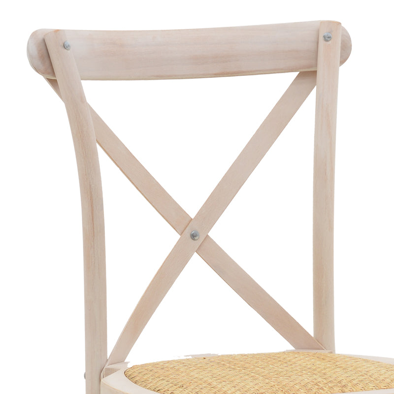 Chair Dylon pakoworld stackable white wash beech wood-rattan natural seat 48x52x89cm