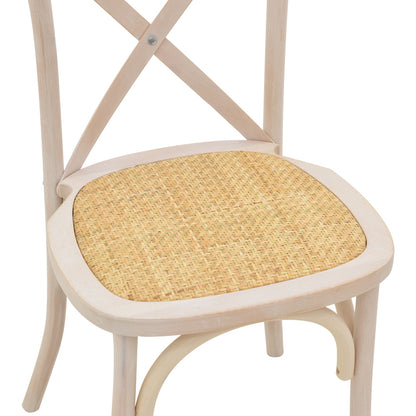 Chair Dylon pakoworld stackable white wash beech wood-rattan natural seat 48x52x89cm