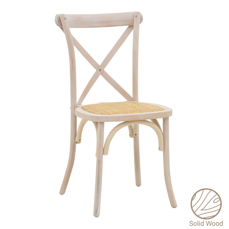 Chair Dylon pakoworld stackable white wash beech wood-rattan natural seat 48x52x89cm