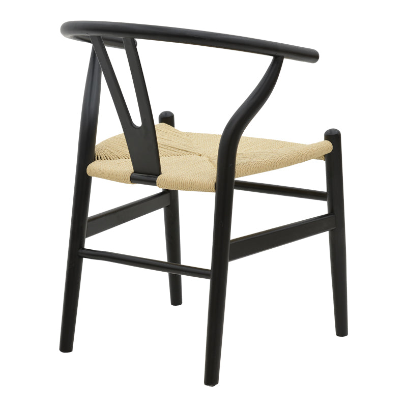 Chair Wishbone pakoworld black beech wood-natural color rope 53x55x76cm