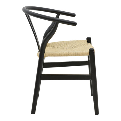 Chair Wishbone pakoworld black beech wood-natural color rope 53x55x76cm
