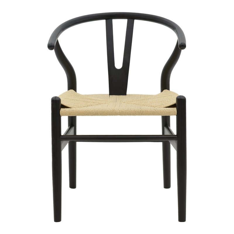 Chair Wishbone pakoworld black beech wood-natural color rope 53x55x76cm