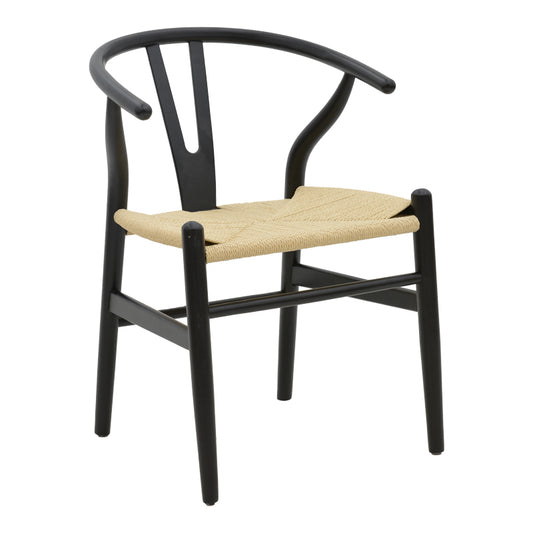 Chair Wishbone pakoworld black beech wood-natural color rope 53x55x76cm