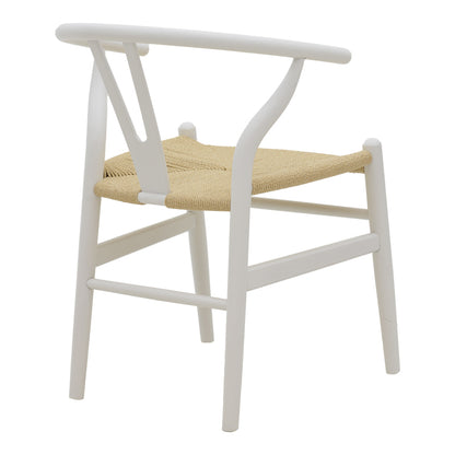 Wishbone chair pakoworld white beech wood-seat with rope in natural shade 53x55x76cm