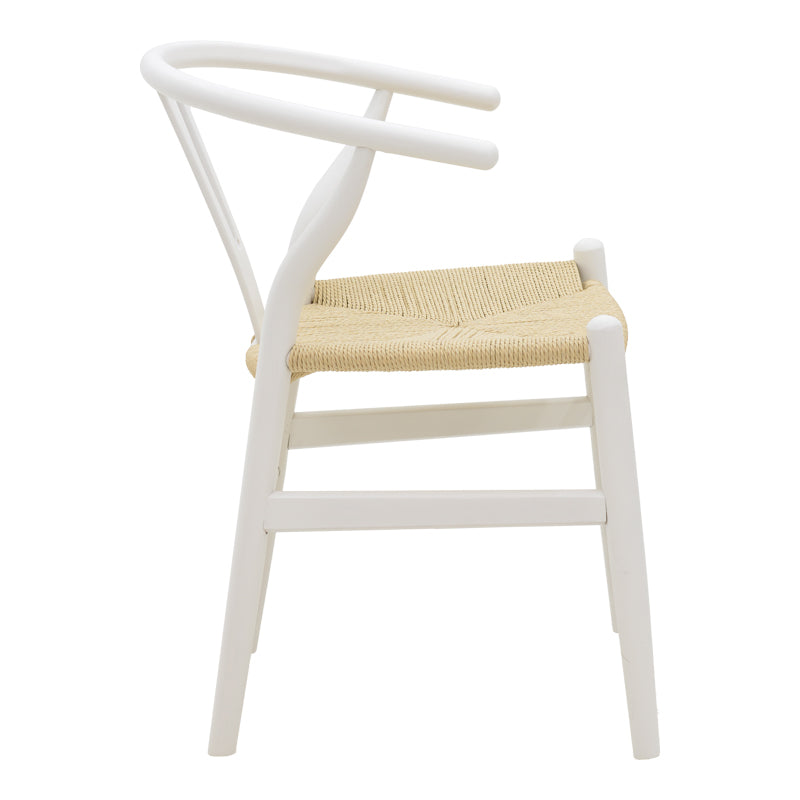 Wishbone chair pakoworld white beech wood-seat with rope in natural shade 53x55x76cm