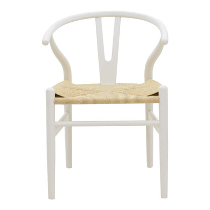 Wishbone chair pakoworld white beech wood-seat with rope in natural shade 53x55x76cm