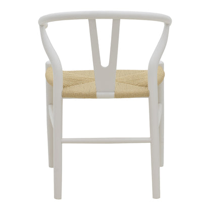 Wishbone chair pakoworld white beech wood-seat with rope in natural shade 53x55x76cm