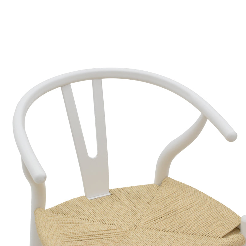 Wishbone chair pakoworld white beech wood-seat with rope in natural shade 53x55x76cm