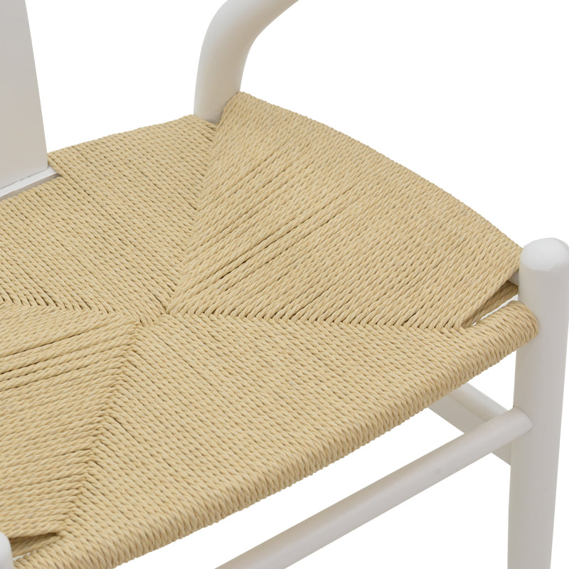 Wishbone chair pakoworld white beech wood-seat with rope in natural shade 53x55x76cm