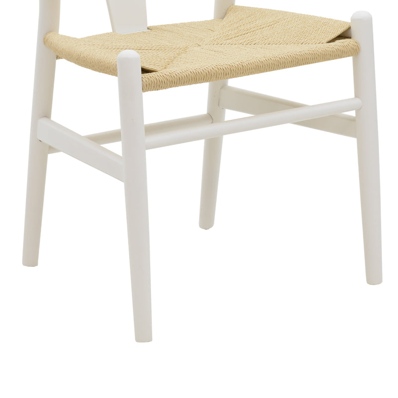 Wishbone chair pakoworld white beech wood-seat with rope in natural shade 53x55x76cm