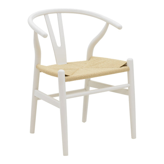 Wishbone chair pakoworld white beech wood-seat with rope in natural shade 53x55x76cm