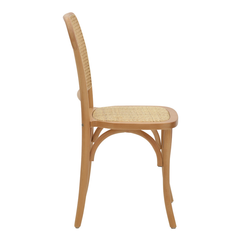Chair Kalliope pakoworld natural beech wood-natural rattan 45x50x89cm