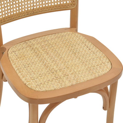 Chair Kalliope pakoworld natural beech wood-natural rattan 45x50x89cm