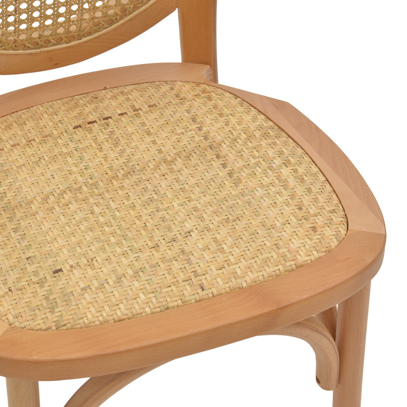 Chair Camil pakoworld natural beech wood-natural rattan 45x50x94cm