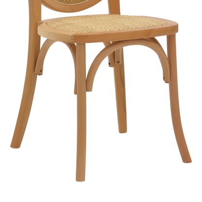 Chair Camil pakoworld natural beech wood-natural rattan 45x50x94cm