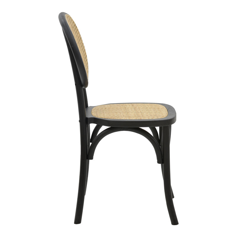 Chair Zoel pakoworld black beech wood-natural rattan 45x52x82cm