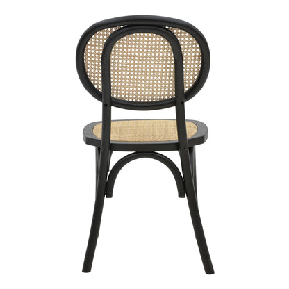 Chair Zoel pakoworld black beech wood-natural rattan 45x52x82cm