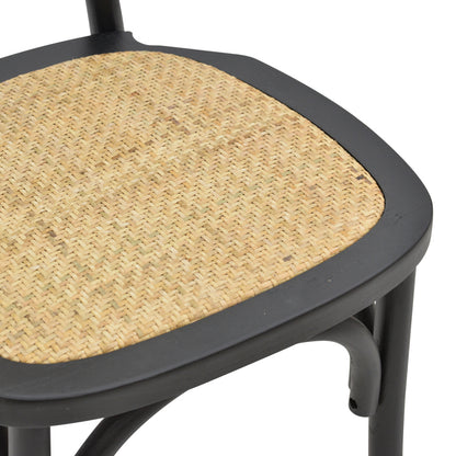 Chair Zoel pakoworld black beech wood-natural rattan 45x52x82cm