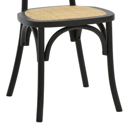 Chair Zoel pakoworld black beech wood-natural rattan 45x52x82cm