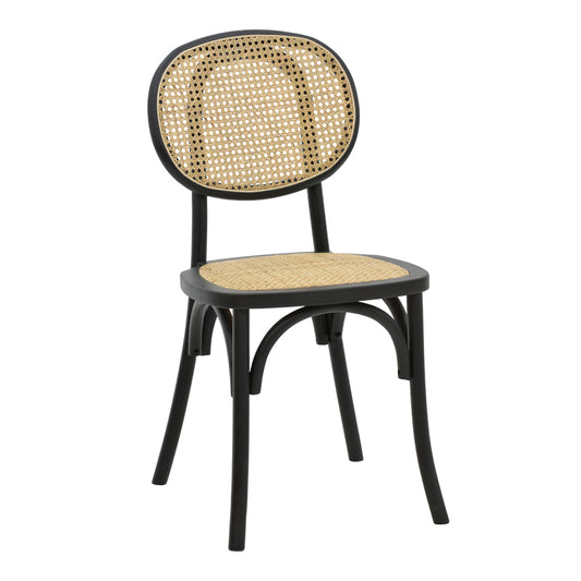 Chair Zoel pakoworld black beech wood-natural rattan 45x52x82cm