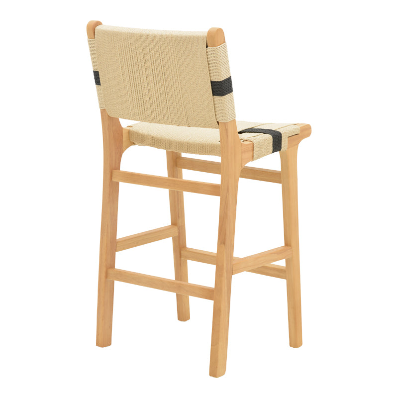 Bar stool Julien pakoworld natural rubberwood-natural-black rope 45x46x95cm