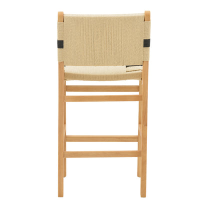 Bar stool Julien pakoworld natural rubberwood-natural-black rope 45x46x95cm