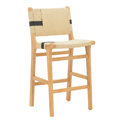 Bar stool Julien pakoworld natural rubberwood-natural-black rope 45x46x95cm